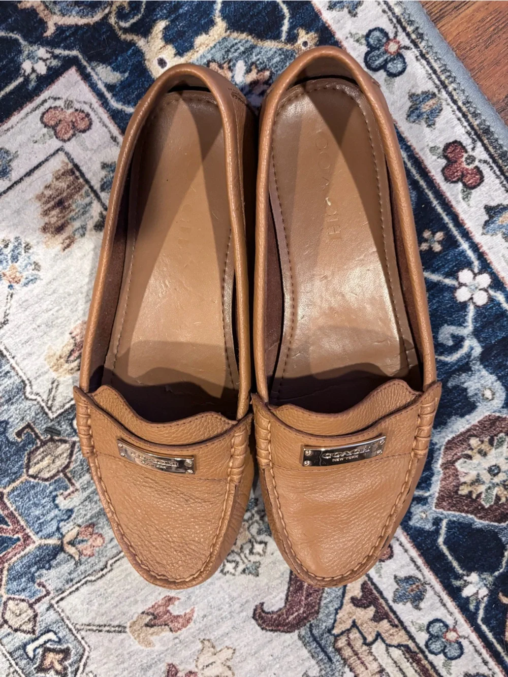 Coach loafers Women’s Coach Fredrica  Tan Pebbled Leather Slip-On Drivers